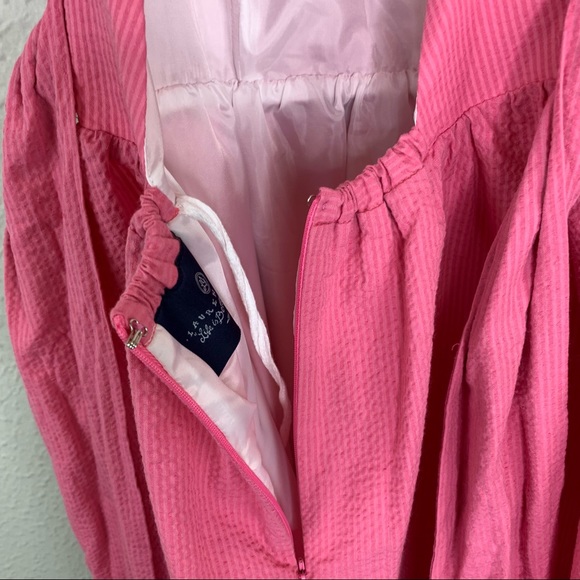 Lauren James Pink Seersucker Halter Dress XS H316 G3 - Picture 10 of 12